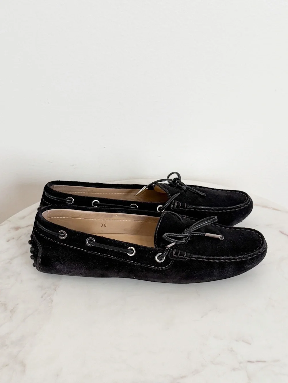 Tod's Gommino Suede Driver Loafers Black Size 38 EU 8 US